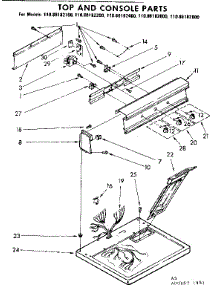 Top And Console Parts parts for Kenmore Dryer 110.86182200 (11086182200, 110 86182200) from AppliancePartsPros.com
