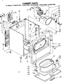 Cabinet Parts parts for Kenmore Dryer 110.86371400 (11086371400, 110 86371400) from AppliancePartsPros.com