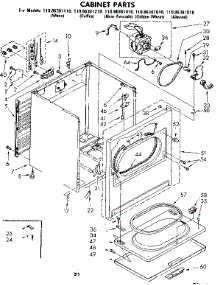 Cabinet Parts parts for Kenmore Dryer 110.86381110 (11086381110, 110 86381110) from AppliancePartsPros.com