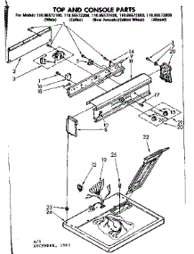 Top And Console Parts parts for Kenmore Dryer 110.86572800 (11086572800, 110 86572800) from AppliancePartsPros.com