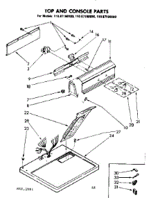 Top And Console Parts parts for Sears Dryer 11087160800 from AppliancePartsPros.com