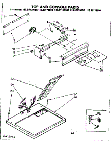 Top And Console Parts parts for Sears Dryer 11087170600 from AppliancePartsPros.com