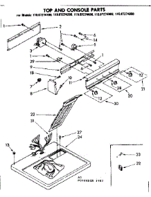 Top And Console Parts parts for Kenmore Dryer 110.87274100 (11087274100, 110 87274100) from AppliancePartsPros.com