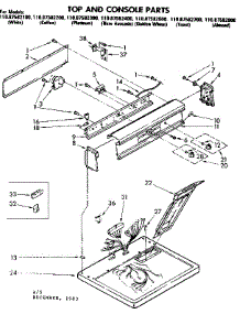 Top And Console Parts parts for Kenmore Dryer 110.87582300 (11087582300, 110 87582300) from AppliancePartsPros.com