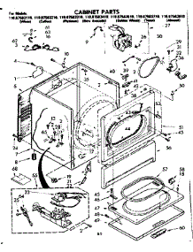 Cabinet Parts parts for Kenmore Dryer 110.87583210 (11087583210, 110 87583210) from AppliancePartsPros.com