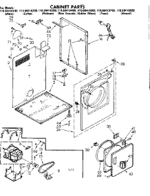 Cabinet Parts parts for Kenmore Dryer 110.88416300 (11088416300, 110 88416300) from AppliancePartsPros.com
