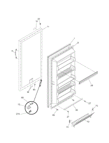 Door parts for Kenmore Freezer 253.44713101 (25344713101, 253 44713101) from AppliancePartsPros.com