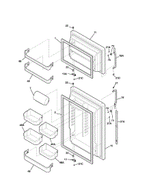 Door parts for Kenmore Refrigerator 253.74183401 (25374183401, 253 74183401) from AppliancePartsPros.com