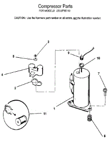 Compressor parts for Kenmore Air Conditioner 253.8795110 (2538795110, 253 8795110) from AppliancePartsPros.com