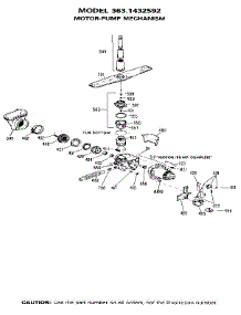 Pump And Motor parts for Kenmore Dishwasher 363.1432592 (3631432592, 363 1432592) from AppliancePartsPros.com