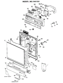 Escutcheon And Door parts for Kenmore Dishwasher 363.1441191 (3631441191, 363 1441191) from AppliancePartsPros.com