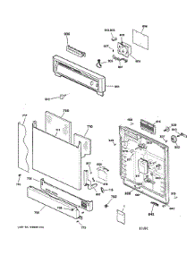 Escutcheon & Door Assembly parts for Kenmore Dishwasher 363.14587100 (36314587100, 363 14587100) from AppliancePartsPros.com