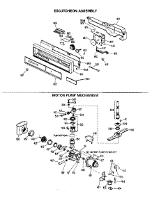 Escutcheon And Motor / Pump parts for Kenmore Dishwasher 363.1499581 (3631499581, 363 1499581) from AppliancePartsPros.com