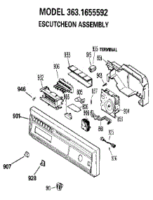 Escutcheon Assembly parts for Kenmore Dishwasher 363.1655592 (3631655592, 363 1655592) from AppliancePartsPros.com