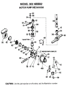 Motor Pump Mechanism parts for Kenmore Dishwasher 363.1655592 (3631655592, 363 1655592) from AppliancePartsPros.com