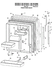 Fresh Food Door parts for Kenmore Refrigerator 363.9619615 (3639619615, 363 9619615) from AppliancePartsPros.com