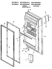 Door parts for Kenmore Refrigerator 363.9630010 (3639630010, 363 9630010) from AppliancePartsPros.com