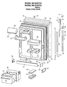 Fresh Food Door parts for Kenmore Refrigerator 363.9632723 (3639632723, 363 9632723) from AppliancePartsPros.com
