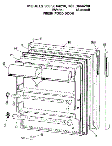 Fresh Food Door parts for Kenmore Refrigerator 363.9664288 (3639664288, 363 9664288) from AppliancePartsPros.com