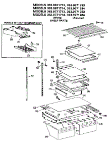 Shelf parts for Kenmore Refrigerator 363.9671714 (3639671714, 363 9671714) from AppliancePartsPros.com