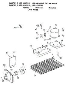 Unit parts for Kenmore Refrigerator 363.9716515 (3639716515, 363 9716515) from AppliancePartsPros.com