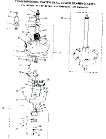 Transmission, Water Seal, Lower Bearing Asm. parts for Kenmore Washer Dryer Combo 417.89195600 (41789195600, 417 89195600) from AppliancePartsPros.com