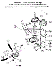 Washer, Drive System, Pump parts for Kenmore Washer Dryer Combo 417.99160820 (41799160820, 417 99160820) from AppliancePartsPros.com