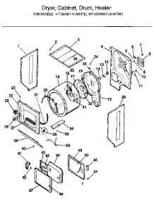 Dryer, Cabinet, Drum, Heater parts for Kenmore Washer Dryer Combo 417.99185110 (41799185110, 417 99185110) from AppliancePartsPros.com