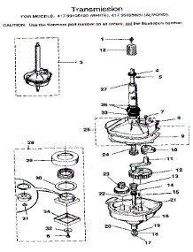 Transmission parts for Kenmore Washer Dryer Combo 417.99195820 (41799195820, 417 99195820) from AppliancePartsPros.com