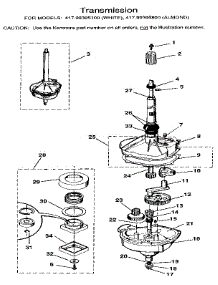 Gearcase / Transmission parts for Kenmore Washer Dryer Combo 417.99395100 (41799395100, 417 99395100) from AppliancePartsPros.com