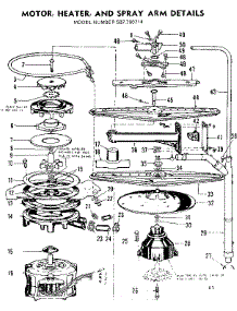 Motor,Heater, And Spray Arm Details parts for Kenmore Dishwasher 587.760714 (587760714, 587 760714) from AppliancePartsPros.com