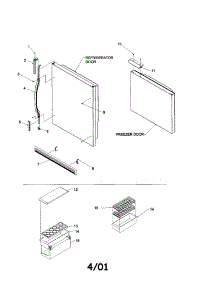 Door Handles / Accessories parts for Kenmore Refrigerator 596.61294101 (59661294101, 596 61294101) from AppliancePartsPros.com