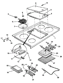 Main Top & Element parts for Kenmore Range 628.9468892 (6289468892, 628 9468892) from AppliancePartsPros.com