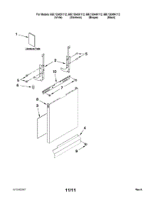 Door And Panel Parts parts for Kenmore Dishwasher 665.13044K112 (66513044K112, 665 13044K112) from AppliancePartsPros.com