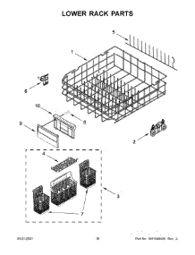 Lower Rack Parts parts for Kenmore Dishwasher 665.14799N513 (66514799N513, 665 14799N513) from AppliancePartsPros.com