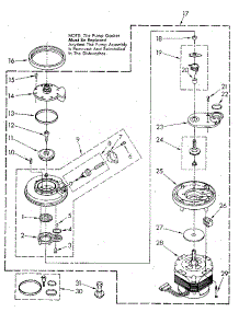 Pump And Motor parts for Kenmore Dishwasher 665.1587982 (6651587982, 665 1587982) from AppliancePartsPros.com