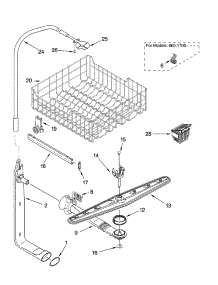 Upper Dishrack And Water Feed Parts parts for Kenmore Dishwasher 665.16003400 (66516003400, 665 16003400) from AppliancePartsPros.com