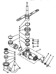 Pump And Spray Arm parts for Kenmore Dishwasher 665.1644594 (6651644594, 665 1644594) from AppliancePartsPros.com