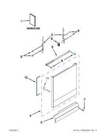 Door And Panel Parts parts for Kenmore Dishwasher 665.17152K212 (66517152K212, 665 17152K212) from AppliancePartsPros.com