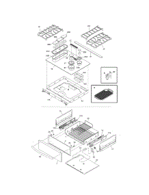 Top / Drawer parts for Kenmore Range 790.36712500 (79036712500, 790 36712500) from AppliancePartsPros.com