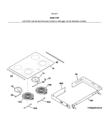 Main Top parts for Kenmore Range 790.42512316 (79042512316, 790 42512316) from AppliancePartsPros.com