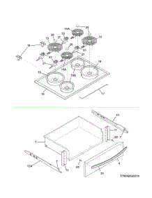 Top / Drawer parts for Kenmore Range 790.42523311 (79042523311, 790 42523311) from AppliancePartsPros.com