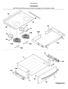 Top / Drawer parts for Kenmore Range 790.4253331B (7904253331B, 790 4253331B) from AppliancePartsPros.com