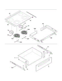 Top / Drawer parts for Kenmore Range 790.42539310 (79042539310, 790 42539310) from AppliancePartsPros.com