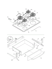 Top / Drawer parts for Kenmore Range 790.46573401 (79046573401, 790 46573401) from AppliancePartsPros.com