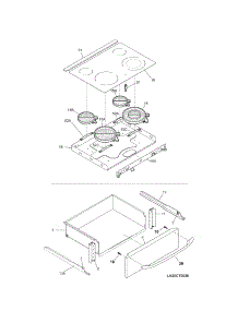 Top / Drawer parts for Kenmore Range 790.46593500 (79046593500, 790 46593500) from AppliancePartsPros.com