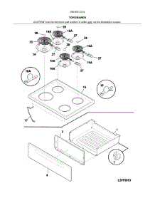 Top / Drawer parts for Kenmore Range 790.65312214 (79065312214, 790 65312214) from AppliancePartsPros.com