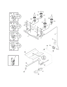 Burner parts for Kenmore Range 790.70502011 (79070502011, 790 70502011) from AppliancePartsPros.com