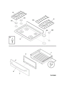Top / Drawer parts for Kenmore Range 790.71363700 (79071363700, 790 71363700) from AppliancePartsPros.com