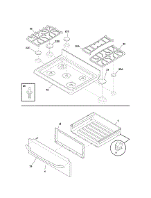 Top / Drawer parts for Kenmore Range 790.71383704 (79071383704, 790 71383704) from AppliancePartsPros.com